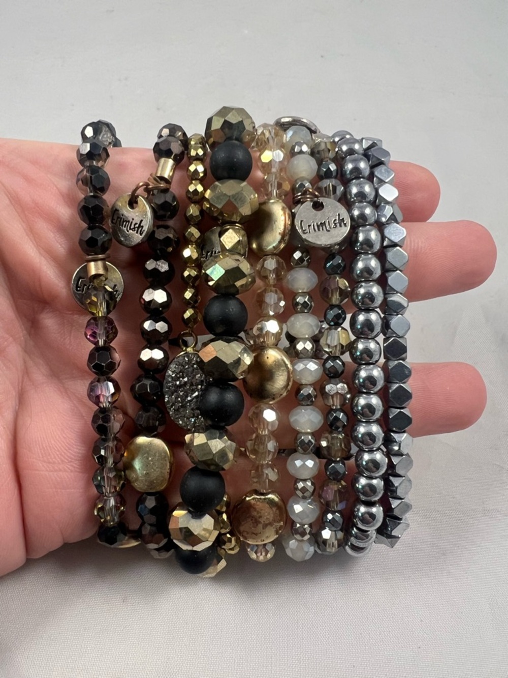 Erimish Lot Of 9 Gold & Silver & 17 Extra Mixed Mix & Match Stretch Bracelets